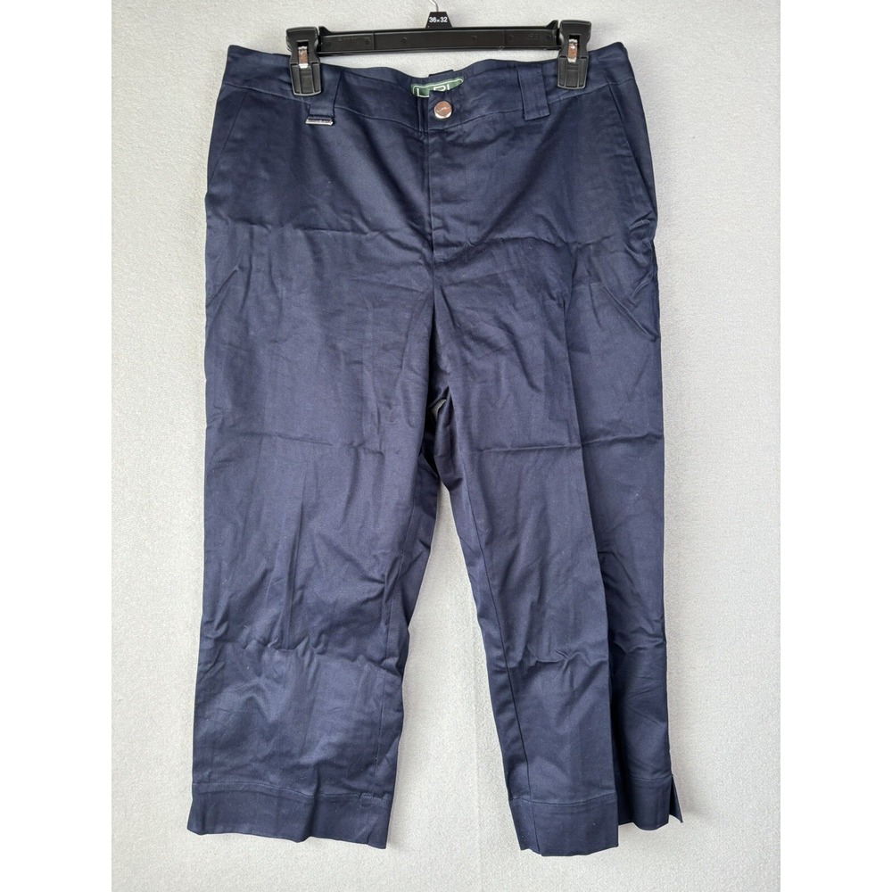 Lauren Ralph Lauren Women's Pants 10 Navy Blue Crop Capri Pockets #2840